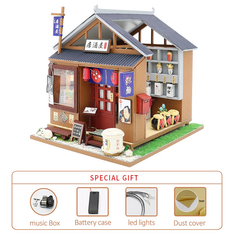 Bricolage maison de poupée Miniature Kit maison de poupée meubles 1:24 3D à la main en bois modèle Vintage assemblage jouets d'anniversaire pour les enfants: J