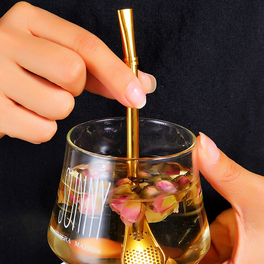 Stainless Steel Drinking Straw Spoon Tea Filter Yerba Mate Tea Straws Gourd Washable Tea Tools Kitchen Bar Accessories Kitchen