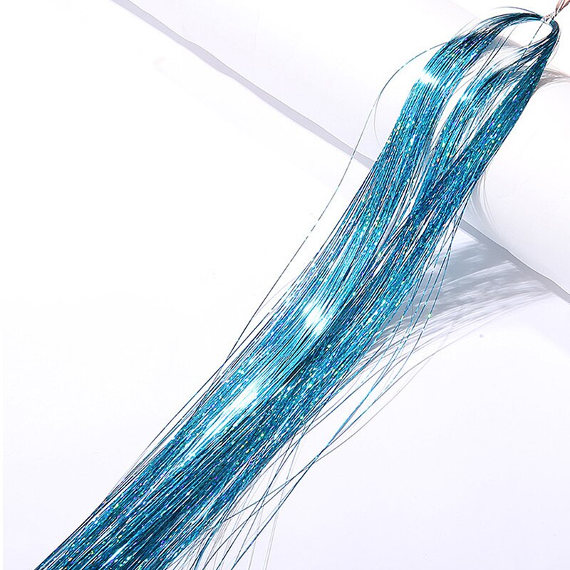 Extensions de cheveux en soie arc-en-ciel, 1 sac, guirlandes scintillantes, accessoires de fête pour filles, couvre-chef de tressage: M