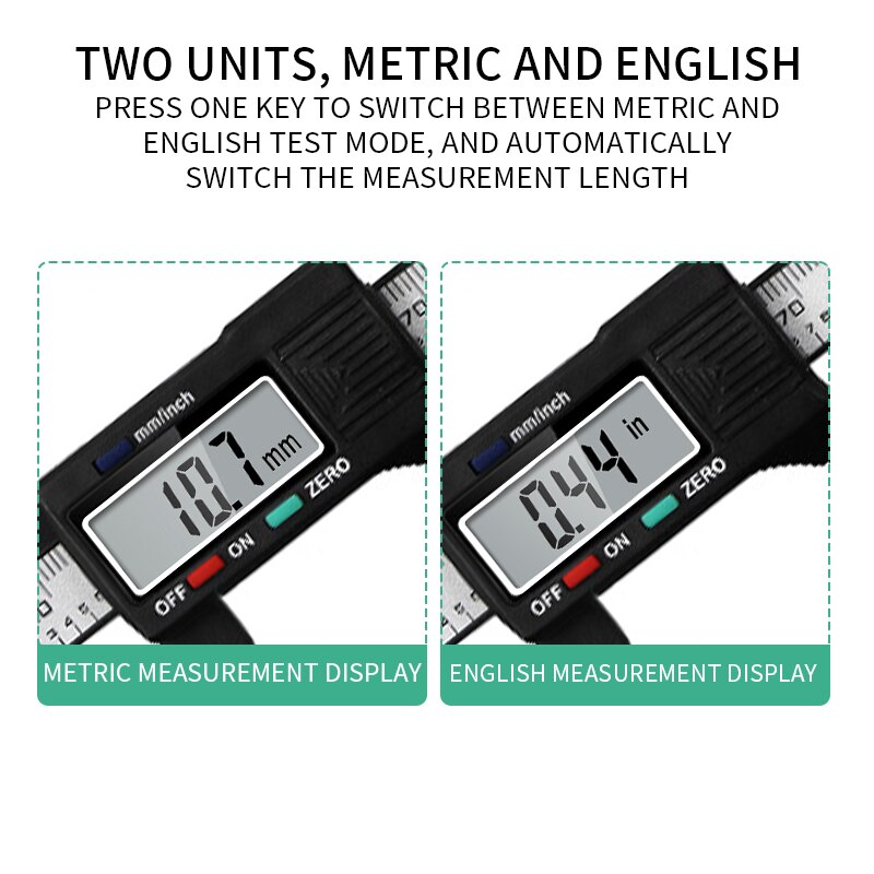 Lcd-scherm Digitale Schuifmaat Inch En Millimeter Conversie Meten Micrometer Remklauw Nauwkeurige Readinig