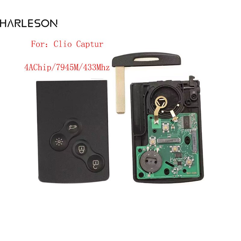 Nøglefri smart fjernbetjening nøglekort til renault megane fluence laguna scenic clio captur koleos 433 mhz  id46- pcf 7952 4 achip 7953m: C clio