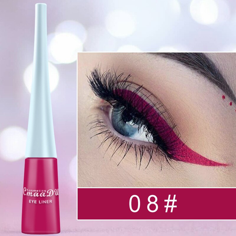 12 Kleuren Neon Vloeibare Eyeliner Potlood Waterdichte Kleurrijke Blauw Groen Geel Wit Eye Liner Pen Vrouwen Make-Up Ogen Cosmetica: A 08
