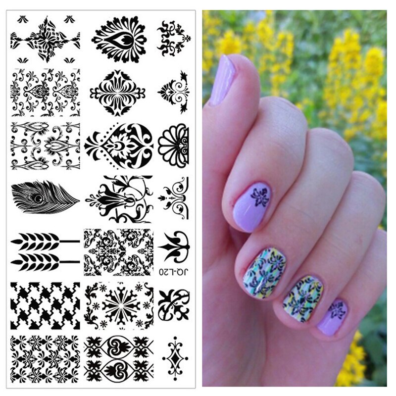 12 x 6cm rustfrit stål skønhed blonder billede nail art gør det selv billede printer manicure stencils negle stempling plader skabeloner