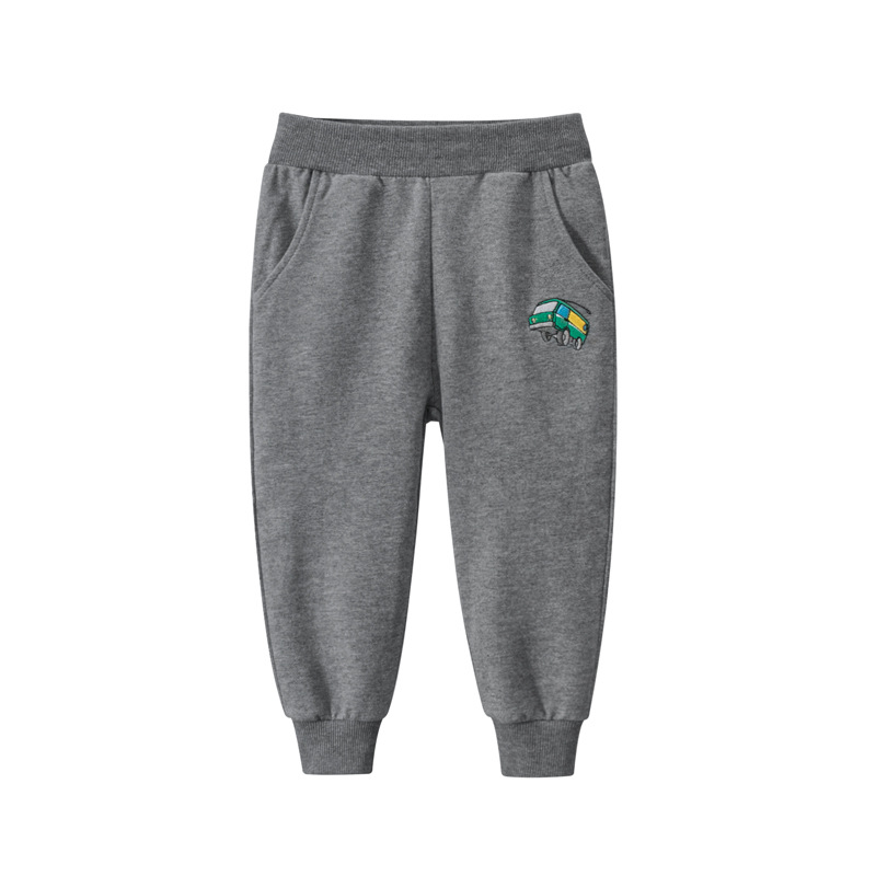 Pantalones largos deportivos informales para niños y niñas, chándal de algodón con dibujos animados, de 1 a 9 años: Gray / 100