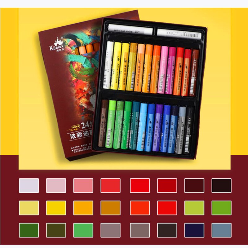 Kuelox Art Soft Oil Pastel/Crayon Macaron/Morandi/Artist profession 24/36 Colors ,Artist Student Graffiti Oil Pastel Painting: 24 basic colors