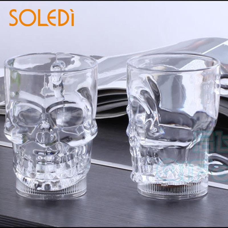 Led skull cup bar pub øl drikke drikke krus barware aktivert hodeskalle hode vodka shot vin glass bar vin