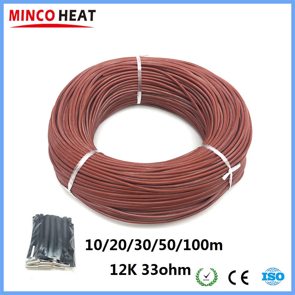 10 to 100 Meters 12K Floor Warm Heating Cable 33ohmm Electric Carbon Fiber Heating Wires