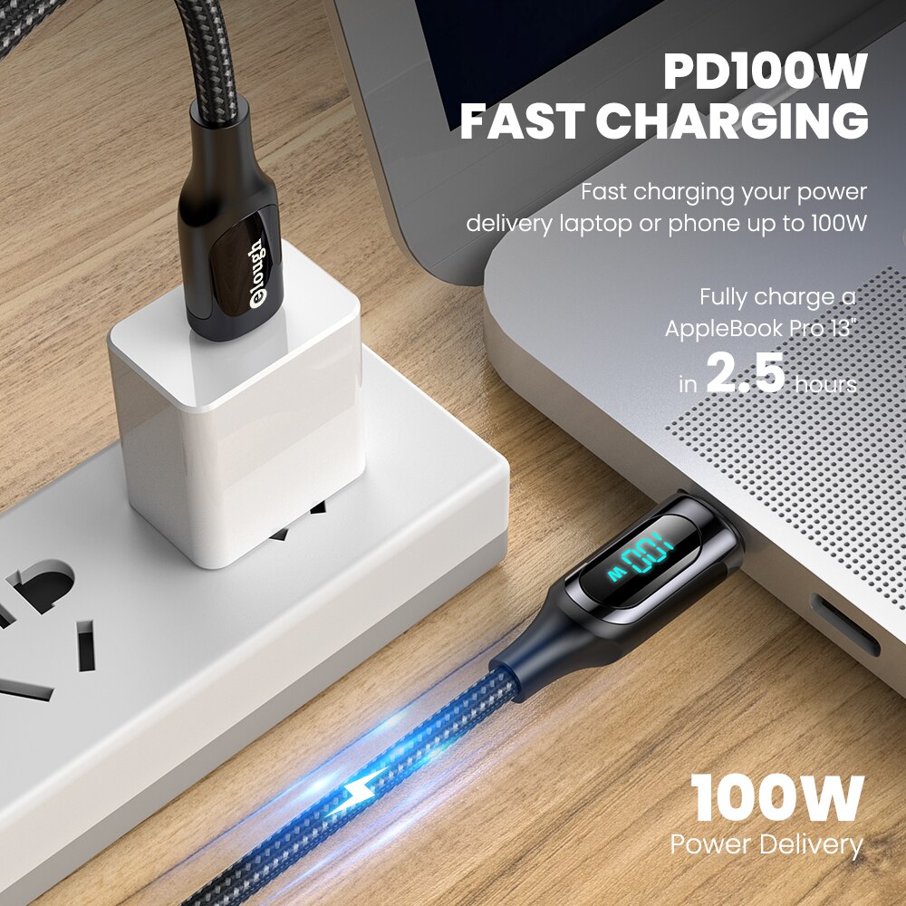 Elough PD 100W USB C Zu Typ C Kabel USBC PD Schnelle Ladegerät 5A Typ-c Kabel Für xiaomi POCO X3 Huawei Samsung Telefon Ladekabel