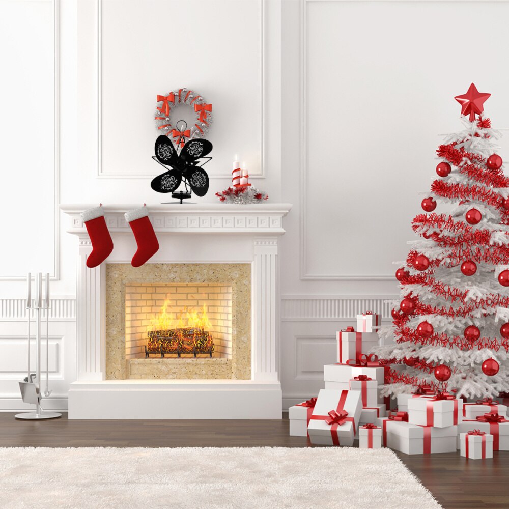 1Pc Fireplace Fan Nice Novel Wood Coal Burner Christmas Decor Heat Powered Stove Fan