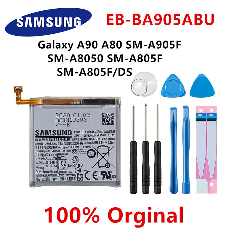 SAMSUNG original Battery For Samsung Galaxy S10 S20 S20+ S20 Ultra A90 A80 A71 A60 A51 A31 A20e A10e Note 10/10+ M30s A20S M11: EB-BA905ABU A90 A80