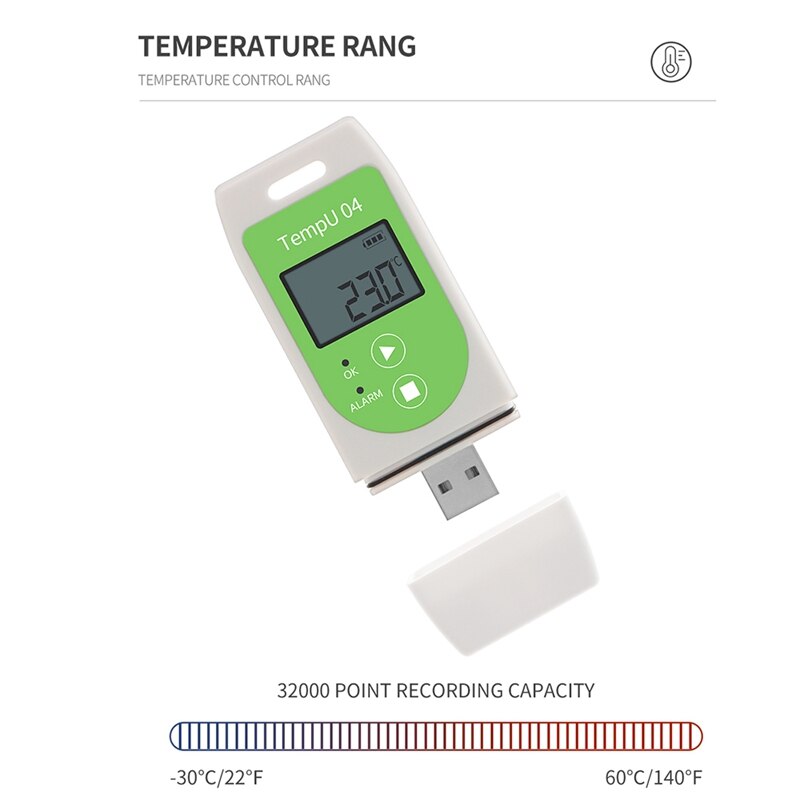 GTBL USB Temperature Data Logger Reusable Temperature Recorder Tempu 04 PDF Report Temperature Record Instrument