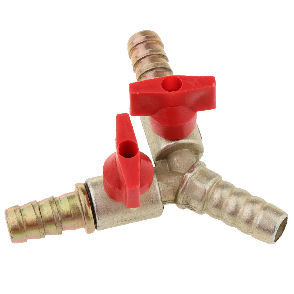 Brass 3 Way Y Shaped Gas Fuel Oil Hose Switch Shut Off Ball Valve Fitting