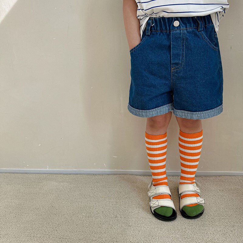 HAYANA-pantalones cortos de mezclilla para niños, pantalón informal, sencillo, verano, 2022