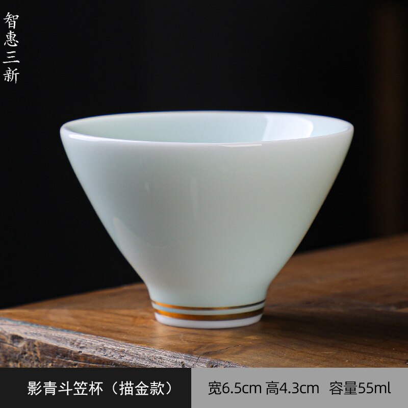 Porcelana blanca de Jade gordo de cordero, taza de té de cerámica Guanhai, juego de té de Kung Fu para el hogar, vajilla de Ceremonia de té,: Amarillo claro