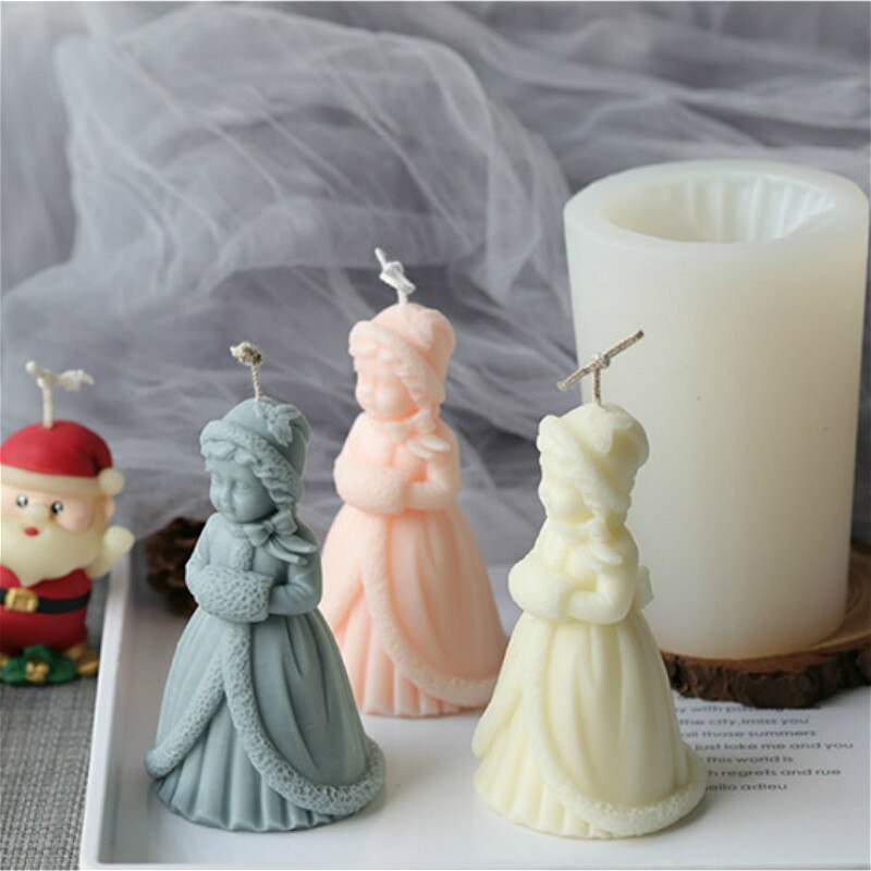 Christmas Girl Silicone Mold Decoration Mold Scented Candle Christmas Little Princess Plaster Baking Cake Cube Mold