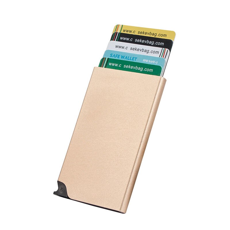 SEEKRID Automatic Aluminium ID Credit Card Holder Cardholders for Men Women: gold