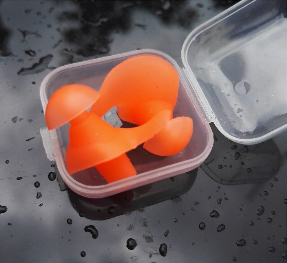 Genanvendeligt silikone brusebad surfvandsport tilbehør voksen svømme vandtæt ørepropper: Orange