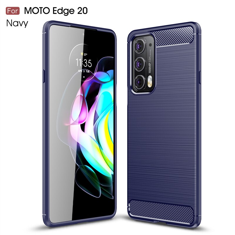Handyhülle 20 stoßfestem silikon 20 carbonfaser-optik für motorola Kante 20: Motorola Kante 20 Profi / Blau