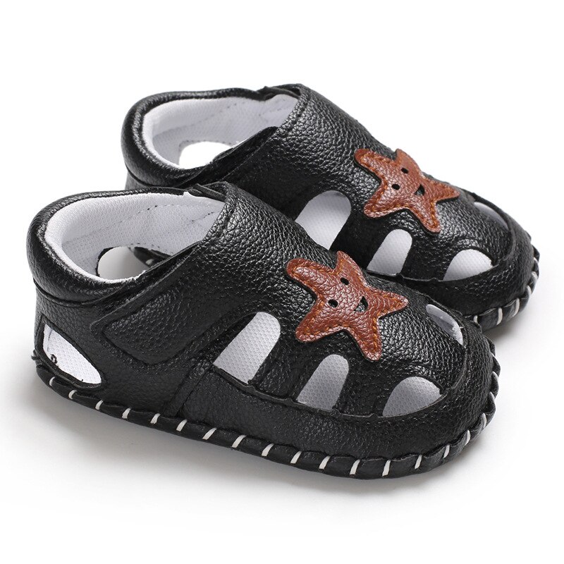 Zapatos de verano para bebés de 0 a 1 años, Calzado con suela de goma: Negro / 0-6 meses