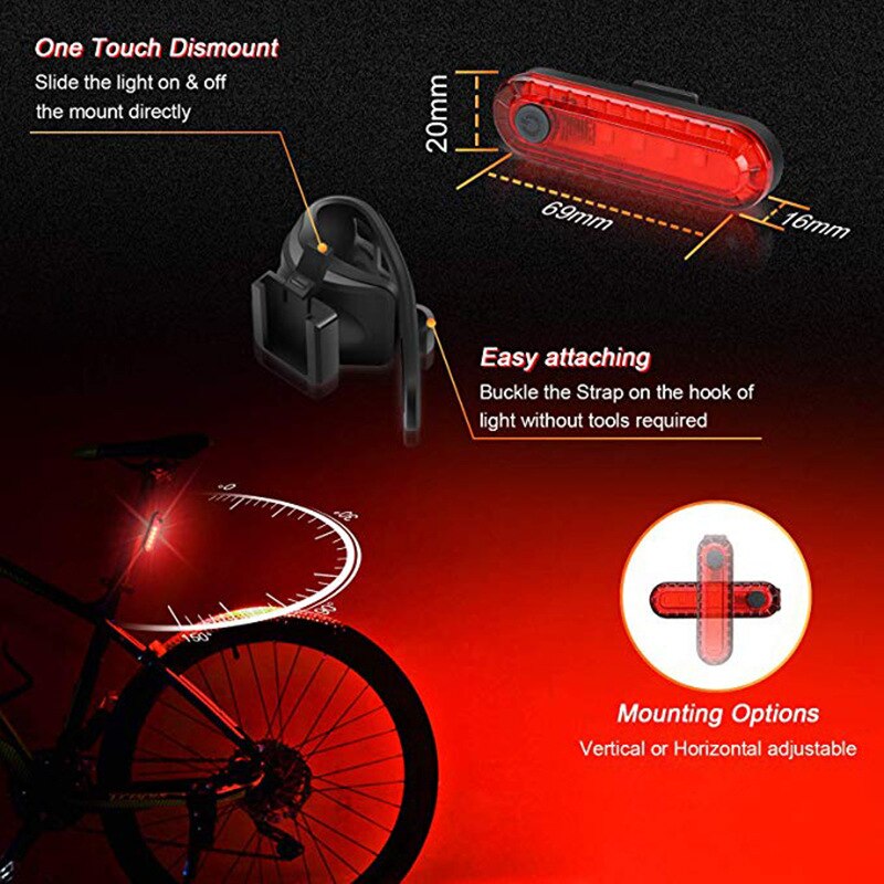 USB Aufladbare Fahrrad Licht & Freies Rücklicht, Wasserdichte Fahrrad Scheinwerfer, einfach zu Installieren Fit Alle Fahrräder MTB Rennrad