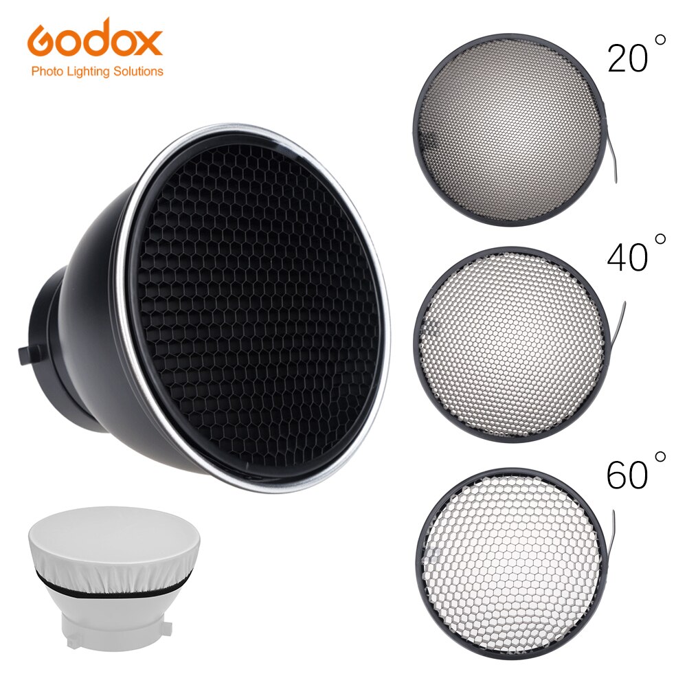 7inch 18cm Standard Reflector Diffuser with 10/20/30/40/50/60 Degree Honeycomb Grid for Bowens Mount Studio Light Strobe Flash