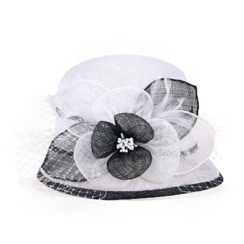 FS Sinamay-sombreros de flores para mujer, sombrero rosa de ala ancha, estilo Derby, tocado para boda, iglesia, , Chapeu femenino
