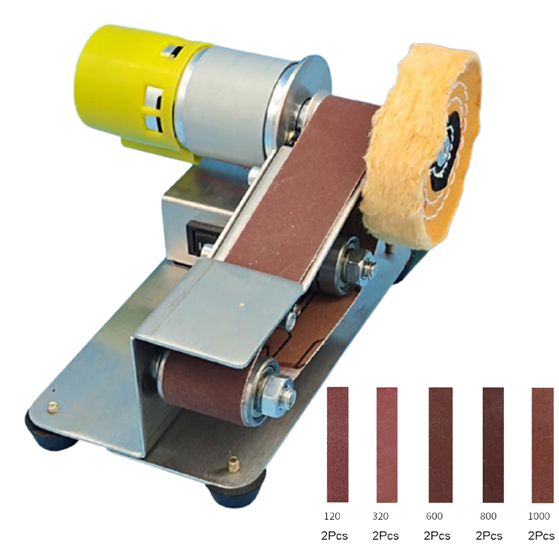 Mini Electric Belt Sander DIY Polishing Grinding Machine Cutter Edges Sharpener Multifunctional Grinder With10PCS Belt 110V