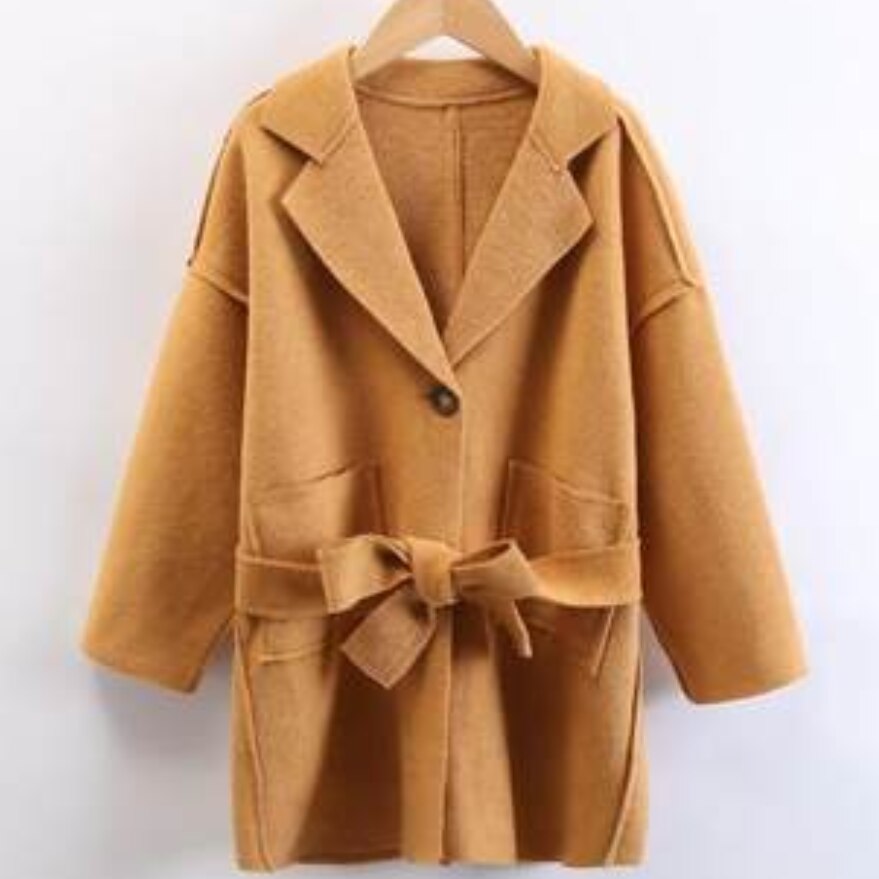 girl wool coat wool Long Sleeve belted Windbreaker autumn winter clothes Kids jacket Outwear