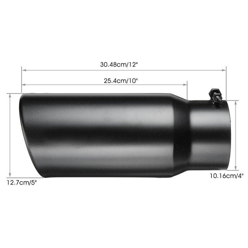 Car Exhaust Muffler 4 Inch Inlet 5 Inch Outlet Exhaust Tip Rear Pipe Tube Black Stainless Steel