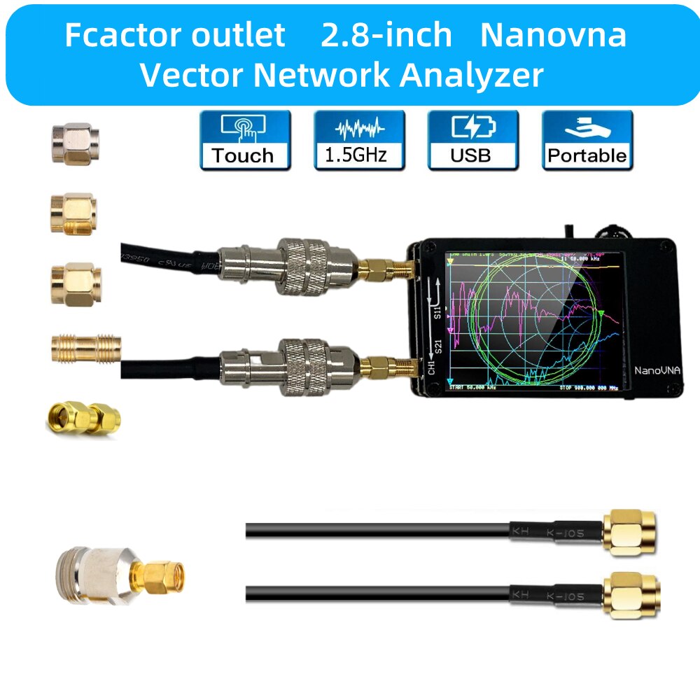 2.8 inch LCD Display NanoVNA VNA HF VHF UHF UV Vector Network Analyzer Antenna Analyzer + Battery