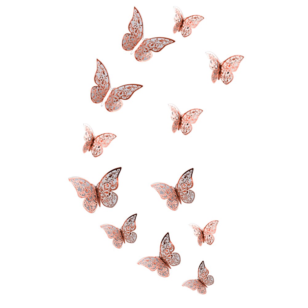 Art 12Pcs Set Removable Butterfly 3D Wall DIY Stickers Metallic Paper Murals for Home Bedroom Room Decoration Sticker: 3A