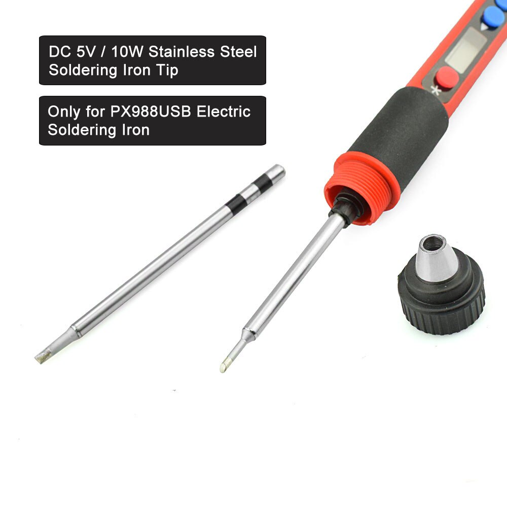 NEWACALOX USB 10W DC 5V Soldering Iron 5pc Stainless Steel Welding Tips I/K/BCS/2C/2.4D Special for PX-988USB Soldering Iron