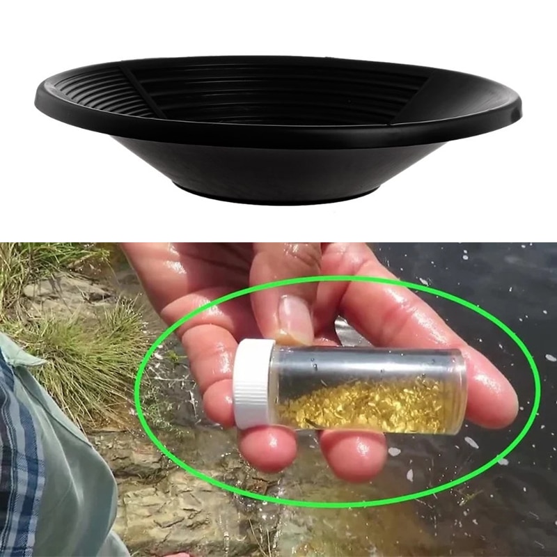 Zwart Plastic Goud Pan Wastafel Nugget Mijnbouw Baggeren Prospectie voor Zand Goud Mijnbouw Handleiding Wassen Goud Panning Apparatuur