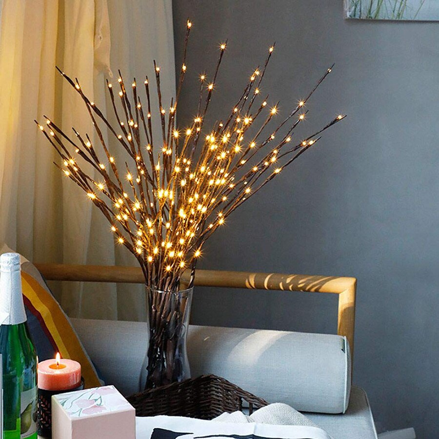 20 Bulbs LED Willow Branch Lights Lamp Natural Tall Vase Filler Willow Twig Lighted Branch Christmas Wedding Decorative Lights