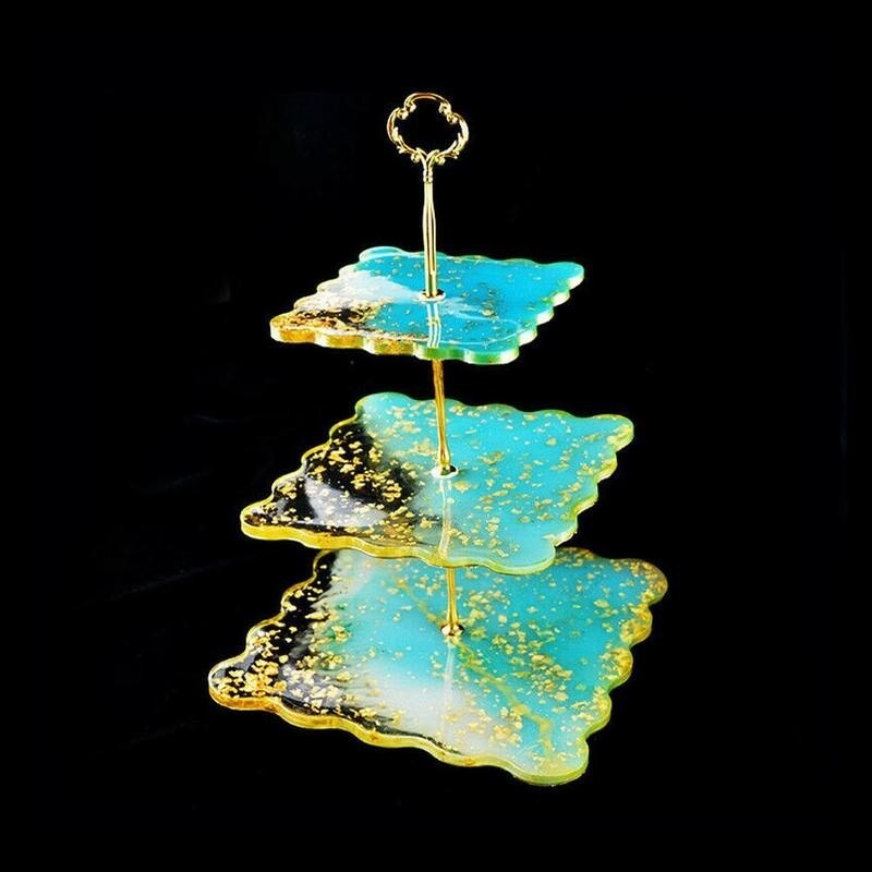 1 Set 3 Tier Round Fruit Tray Mould Diy Crystal Epoxy Candy Fruits Cakes Desserts Tea Stand Plate For Wedding Birthday Cupcake