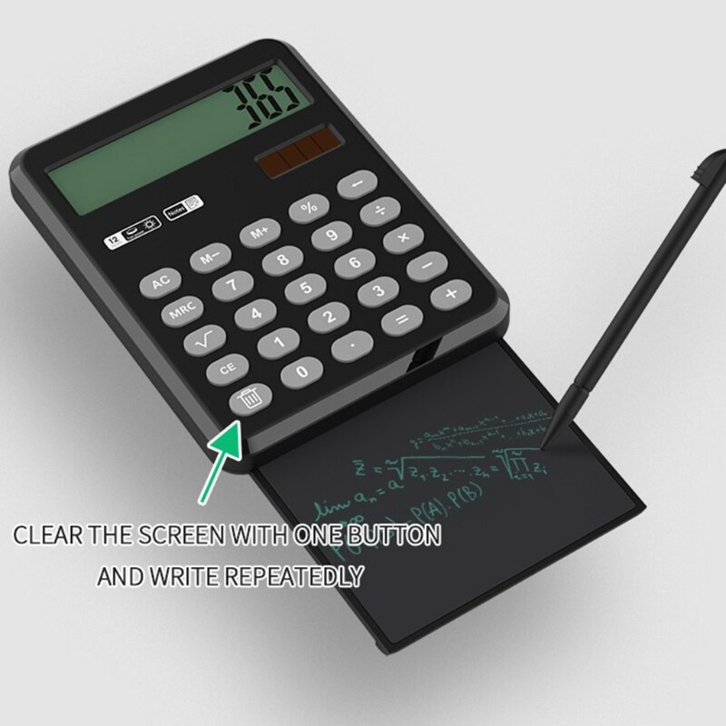 Handwriting Board Calculator Pull-out 12-digit Dual Power Solar Supply Calculator Compact Portable Large-screen