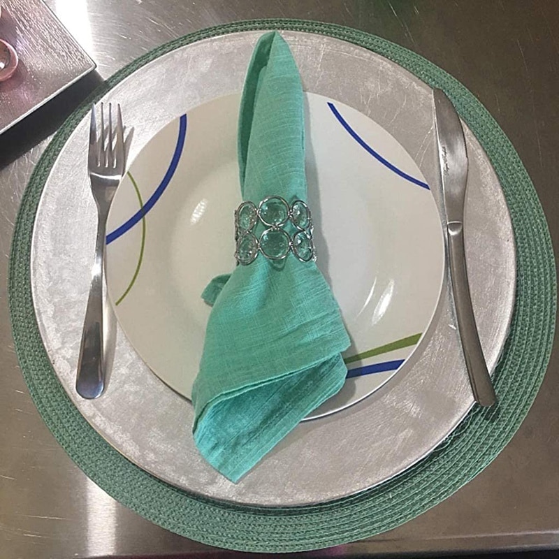 12 Pcs Crystal Beaded Napkin Ring Handmade Shiny Napkin Holders for Wedding Party Dinner Table Decoration