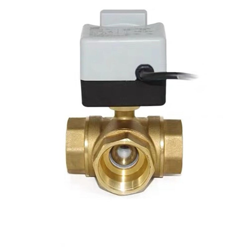 Brass Motorized Ball Valve 3-Wire Two Control Electric Actuator AC220V 3 Way /2 Way DN15 DN20 DN25 DN32 DN40 with Manual Switch