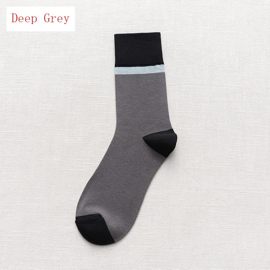 Breathable Men's Cotton Socks Casual Dress Deodorant Socks Compression Japanese Harajuku For Happy Man Business Socks: Deep Grey