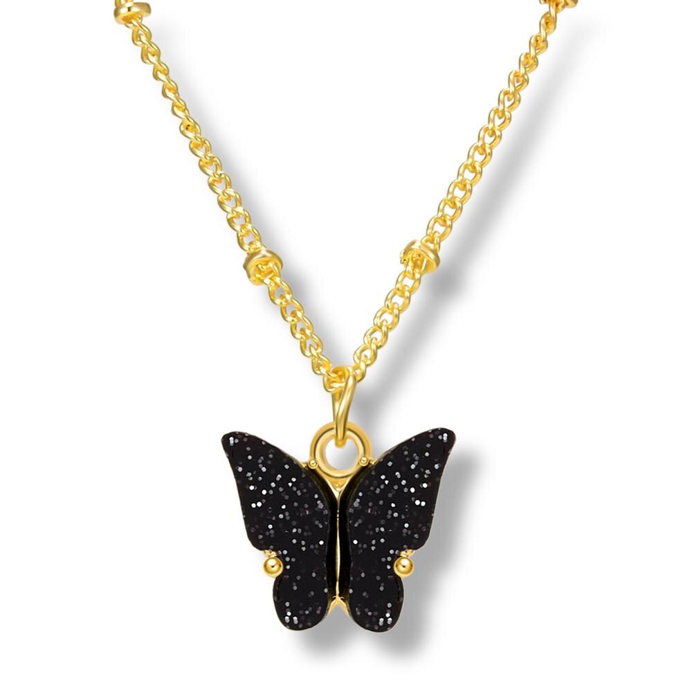 Cute Acrylic Butterfly Pendant Necklace for Women Party Statement Necklace Sweet Korean Necklace Jewelry: 6