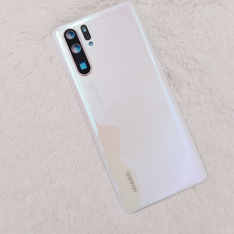 Originele Huawei P30/P30 Pro Glas Terug Batterij Cover Achterdeur Behuizing Case Vervangende Onderdelen Voor P30 P30Pro &amp; camera Lens Frame: P30 Pro White