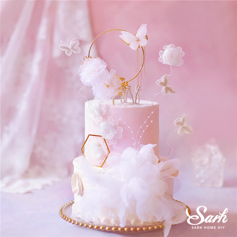 Piece Gateau Lot De 30 Décorations De Gâteau En Forme De Papillon Pour Gâteaux, Tailles Mixtes, Pour Fête D'anniversaire, Mariage, Fête Prénatale (rose Clair Papillon Decoration Gateau