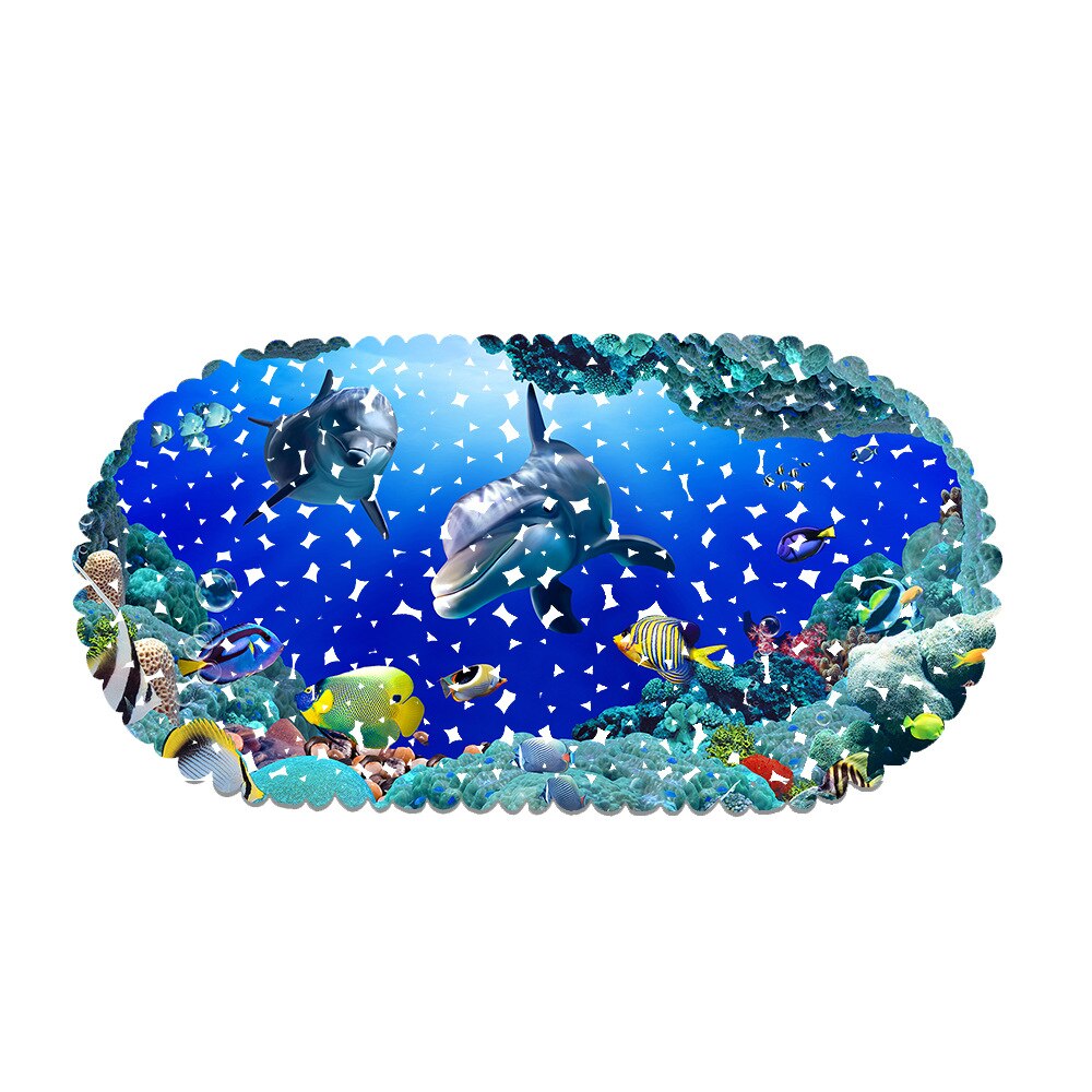 Turtle Underwater World Ocean Bath Mat PVC Anti Slip Douche Bathroom Mat Shower Pad Kitchen Carpets Home Decoration: A4