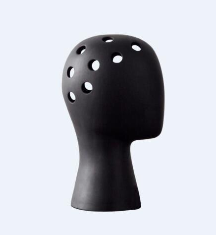 Cabeza de hombre flor florero jarrón decorativo bastract florero de cerámica de escritorio decoración muestra habitación florero olla de: black