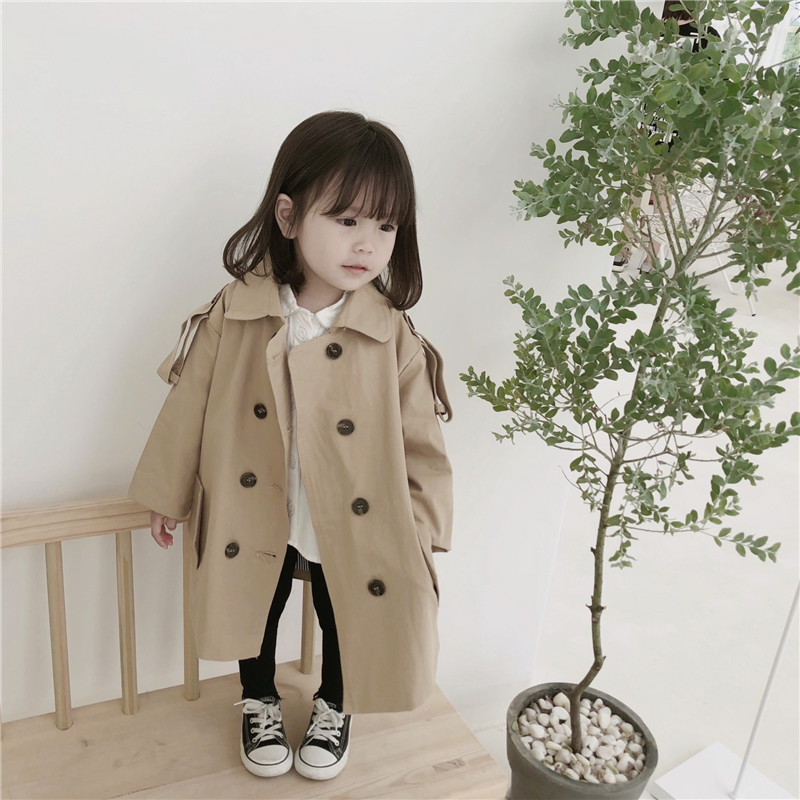 Søde pige jakker børn dobbelt vindjakke frakker børn tøj forår efterår koreansk trenchcoat til – Grandado