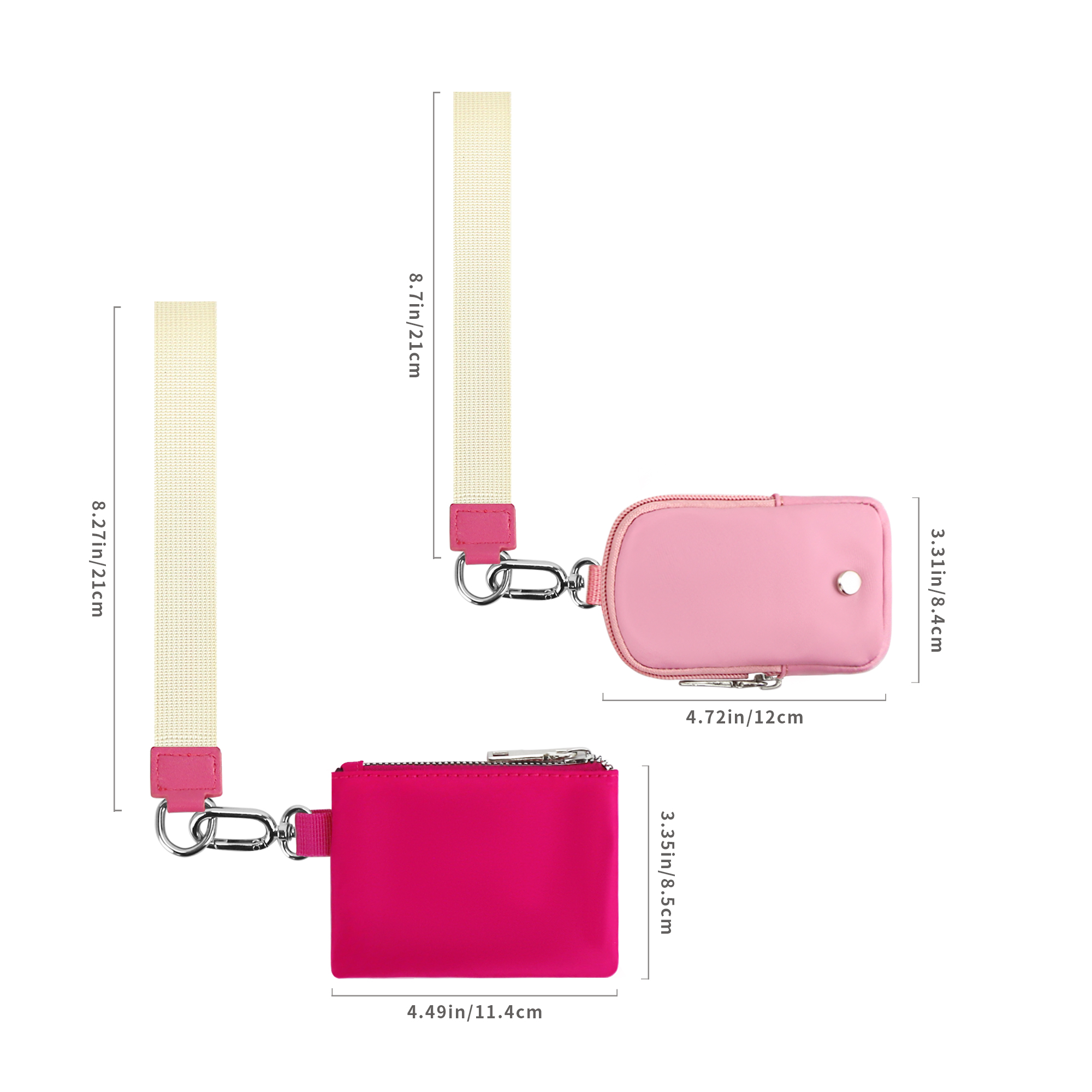 Double Wrist Wallet, Coin Purse With Dual Pouch, Has Card Slot, Wristlet Key Chain Bracelet Card Holder Wallet For Outdoor Sport