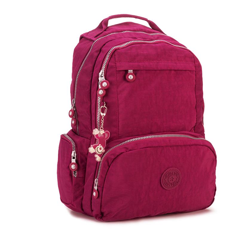 Tegaote Rugzak Vrouwen School Rugzak Voor Tiener Meisje Mochila Escolar Toevallige Nylon Reistas Rugzak Voor Laptop Sleutelhanger: bordeaux