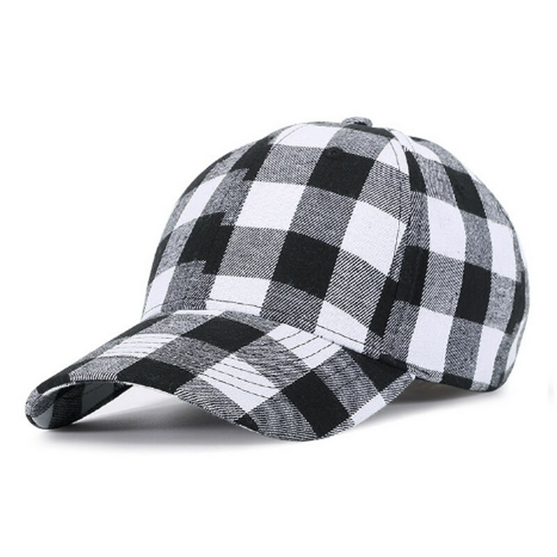 CLIMATE Plaid Baseball Cap Women Plaid Hat Cap Checks Cotton No Logo Hat Caps Classic Checks Cap Hat for Men Women: white