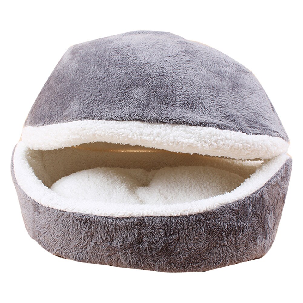 Cute Hamburger Bed Kennel Warm Sleeping Bag Cat Waterproof Nest Portable Pet for Home Pet Puppy Sleeping Supplies: Gray