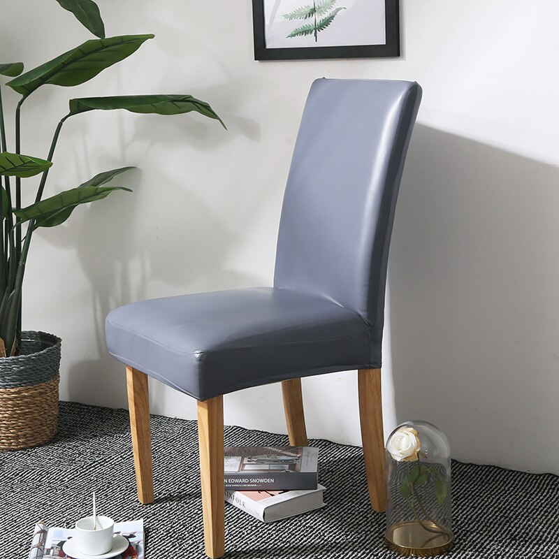 Elastic Chair Covers Home Dining Chair One-Piece Hotel PU Leather Chair Cover: 2 / 60*60cm